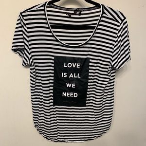 Betsey Johnson “Love is all we need” striped shirt